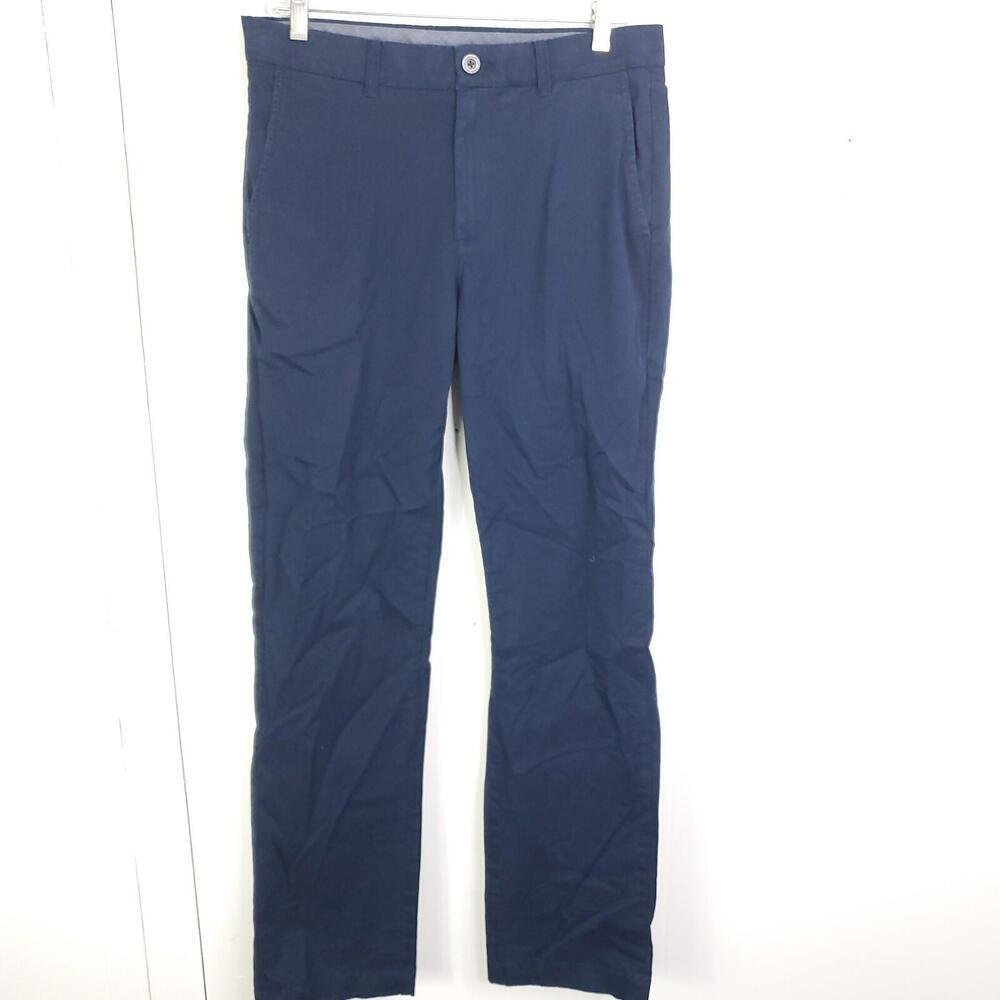 Rowm Pants Mens Size 32 Blue Chino Straight Leg Commuter Casual Flat Front